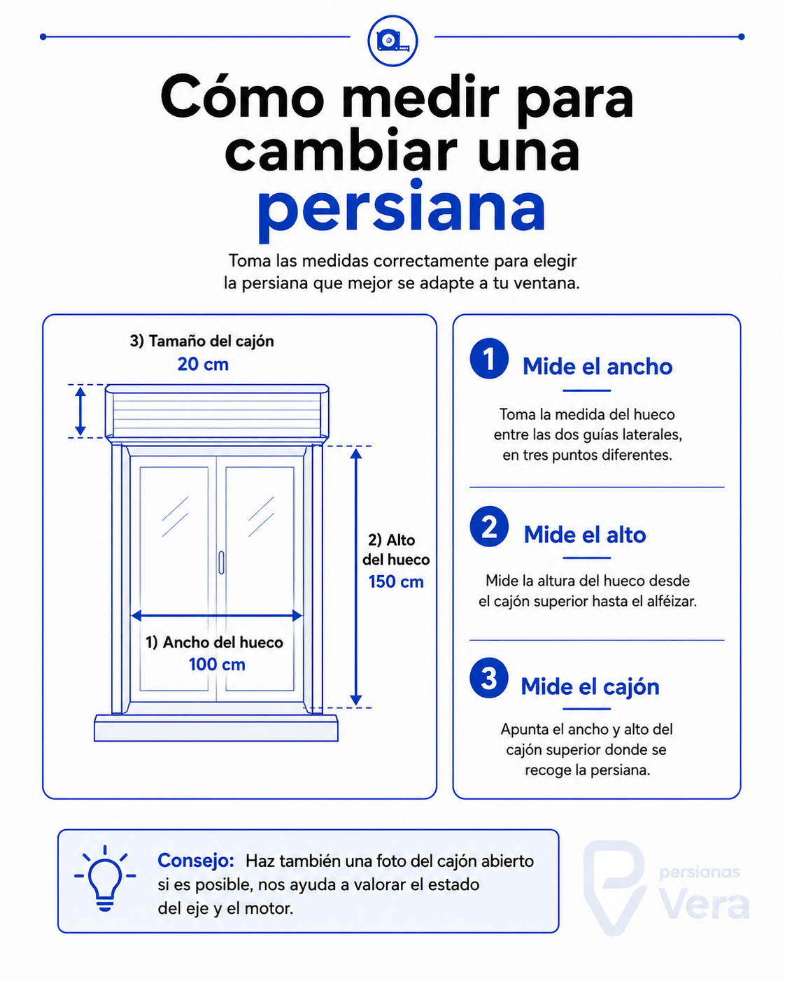 Infografía: cómo medir una ventana para cambiar una persiana
